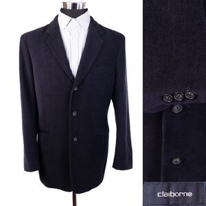 Claiborne Men’s Classic 3 Button Fabric Woven In Italy Blazer Coat Sz 44R Cotton